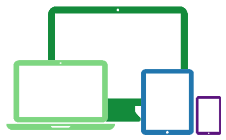 A mix of devices: Desktop, laptop, tablet, and mobile phone