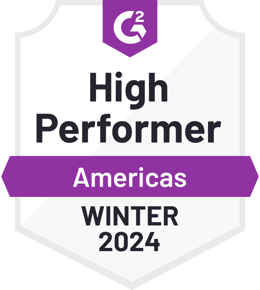 High performer in Americas Winter 2024 G2 badge in Purple
