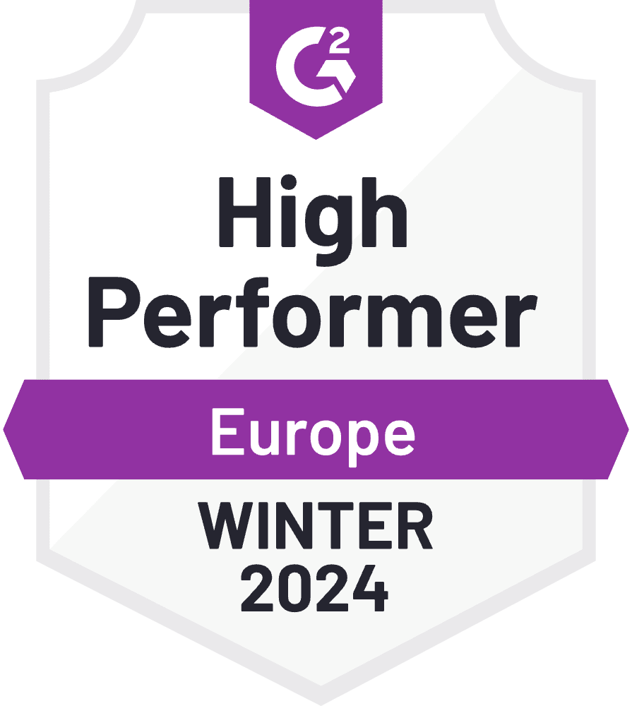 High performer in Europe Fall 2024 G2 badge in Purple