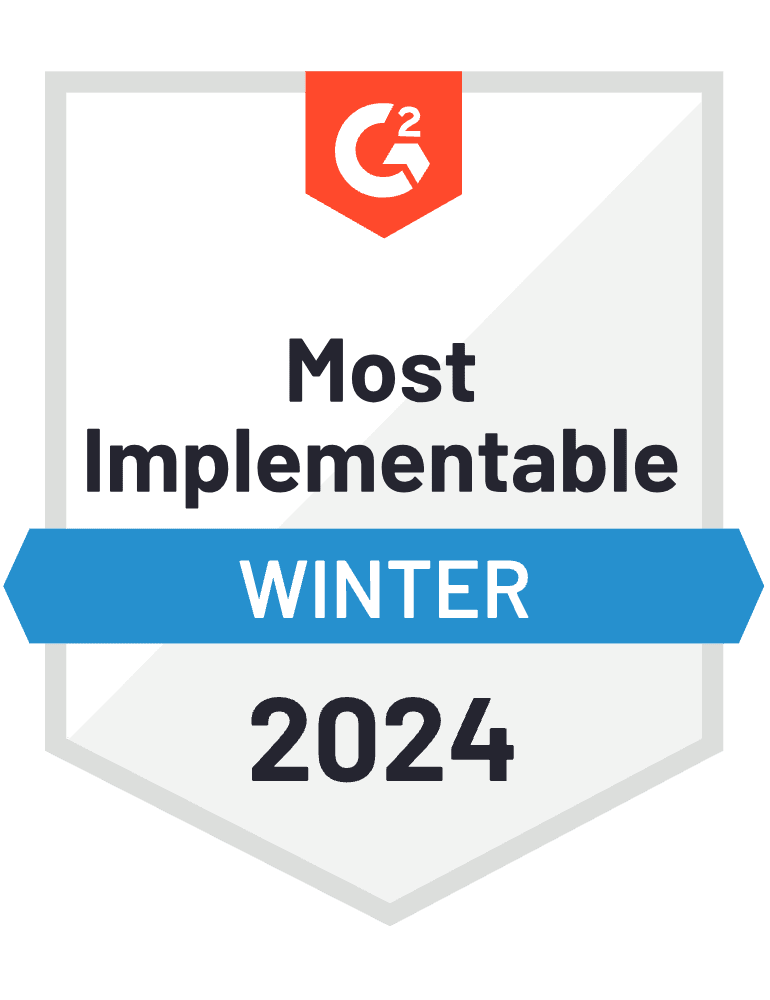 Most implementable Winter 2024 G2 badge in blue